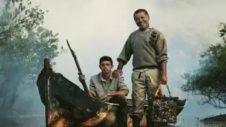 A father and son farming oysters in Brazil