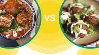 Street Food Fight meatballs vs falafel