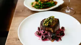 Beef with a courgette and beetroot salad from The Providores