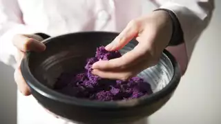 Preparing the main ingredient for shōchū – sweet potato