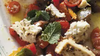 Anna Jones' traffic light tomatoes with oven-roasted feta