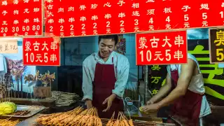 Chicken skewers in Beijing