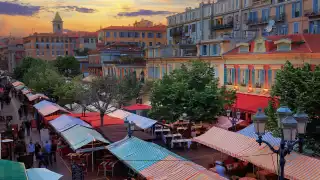 Looking out over the Cours Saleya in Nice's old town