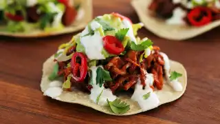 Vegan pulled jackfruit tacos at Club Mexicana at Pamela