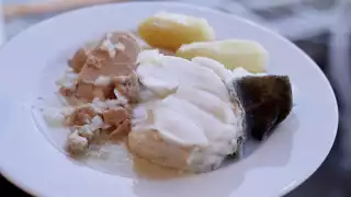 A traditional Skrei soup prepared above the Lorentzen Factory