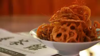 Deep fried lotus crisps from the Tea Room, Soho