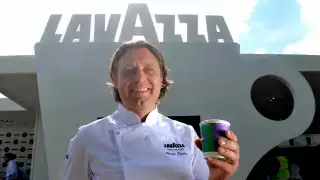 Michelin starred chef Shaun Rankin enjoys a Lavazza coffee at Wimbledon 2017