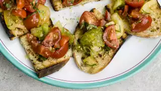 Organic seasonal tomatoes make a fantastic base for bruschetta