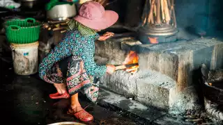 Fresh crab on the boil at the market in Kep