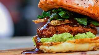 best places to eat vegan food in london, Biff's Jack Shack's 'Jack Duckworth' Sunday roast burger
