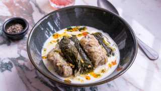 Villa Mama's warak enab, vine leaves filled with rice, tomatoes and herbs