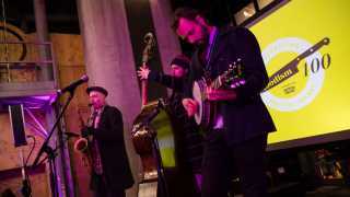 The jazz band performing at the Foodism 100 awards night in Borough Market