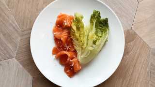 Smoked salmon with fermented greens