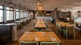 Inside Watergate Bay's Beach Hut restaurant