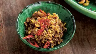 Hugh Fearnley-Whittingstall's red cabbage and cashew biryani; photography © Simon Wheeler