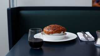 Lamb pie and red wine from Parabola at the Design Museum