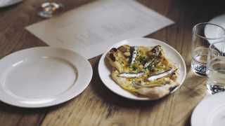 Anchovy flatbread at Brat in Shoreditch
