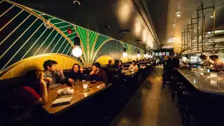 The long dining room at the excellent La Banane on Ossington Ave