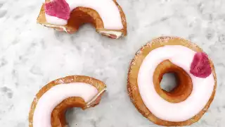 Dominique Ansel's white peach jam and creamy rose ganache Cronut