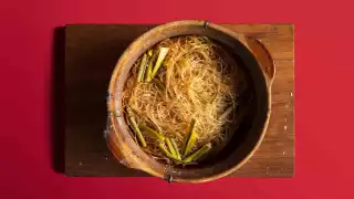 Glass noodles with crab and Tamworth belly from Kiln