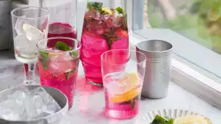 Mallika Basu's muddled mint, rose and lemon cooler; photography Issy Croker