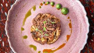 Ella Canta's octopus, smoked chile sauce and charred onion