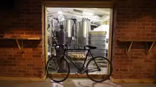 The view into the brewery from Mondo Brewing Company's taproom