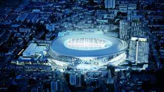 An evening shot of The Tottenham Hotspur Stadium