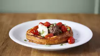 Confit tomato tarte fine at The Duke of Richmond in Hackney