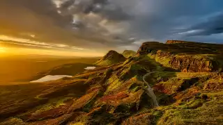 A munro in the Highlands of Scotland at sunset