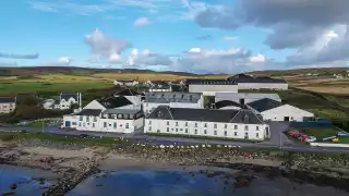 Aerial view of Bruichladdich whisky distillery in Islay, Scotland
