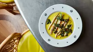 Sardine boquerones and fried parsley