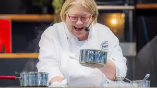 Rosemary Shrager cooking at Eat & Drink Festival