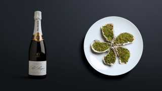 Champagne Pol Roger Reserve with oysters rockefeller