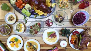 A traditional Peruvian feasting table for Christmas