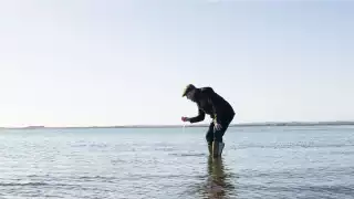 Steve Osborne testing the water