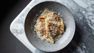 Lasagne of pumpkin, Jerusalem artichoke and parmesan at Lino, Clerkenwell