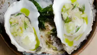 Pickled oysters, celery, dill and horseradish cream