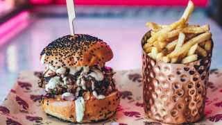 Crazy Lamb Jalfrezi Burger at Baba G's Crazy Lamb Jalfrezi Burger at Baba G's
