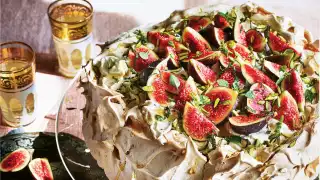 Sabrina Ghayour's cinnamon pavlova with sweet labneh cream