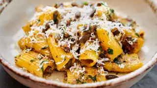 Rigatoni, pumpkin seed pesto, ricotta salata at 10 Heddon Street in Mayfair