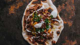 Burnt end beef naan at Flank