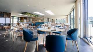 The dining room at Story by the Sea in Cornwall