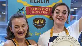 This year's Rude Health Porridge Championship winners and Foodism staffers, Ally and Lydia (L-R)