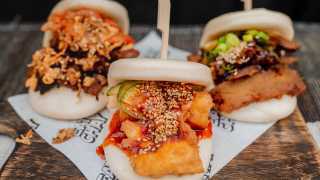 best places to eat vegan food in london, kimchi bao, tofu bao and 'Chik'n bao' at Eat Chay