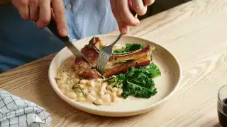 Ed Smith Crave | lamb chops with cacio e pepe beans