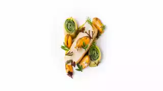 The 'Caviar Sandwich' dish from the Dom Pérignon x Clare Smyth Second Life dinner