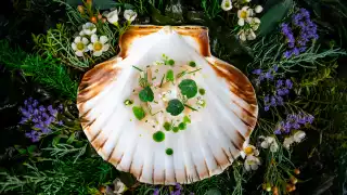Cornish turbot, crab and ras al hanout broth from the Dom Pérignon x Clare Smyth Second Life dinner
