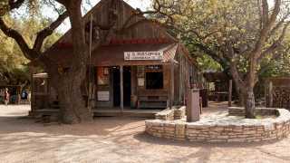 The old-world streets in Luckenbach, Texas