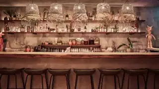 The bar counter at KOL Mezcaleria